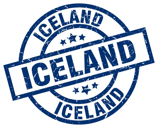 Sello grunge redondo azul Islandia — Vector de stock