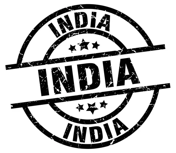 India sello grunge redondo negro — Archivo Imágenes Vectoriales