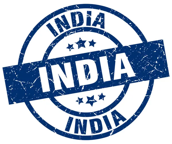 Timbre gris rond bleu Inde — Image vectorielle