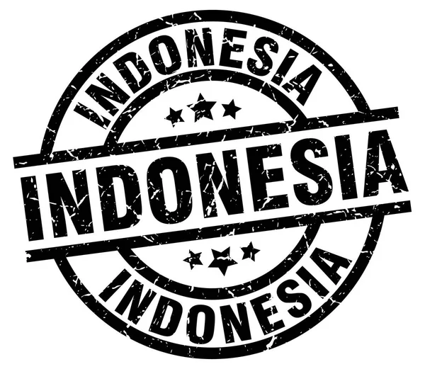 Indonesia black round grunge stamp - Stok Vektor
