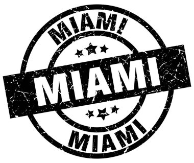 Grunge damga Miami siyah yuvarlak