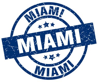 Miami mavi yuvarlak grunge damgası