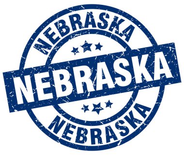 Nebraska mavi yuvarlak grunge damgası
