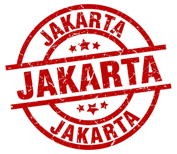 Jakarta timbro grunge rosso rotondo — Vettoriale Stock
