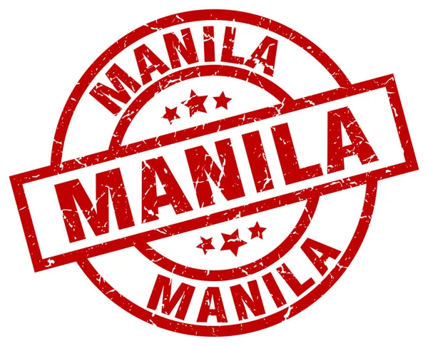 Manila rojo redondo grunge sello — Vector de stock
