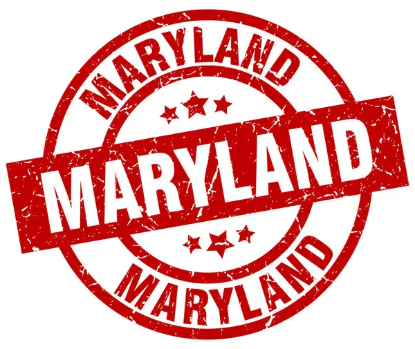 Maryland kırmızı yuvarlak grunge damgası — Stok Vektör