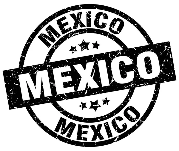 Meksika siyah yuvarlak grunge damgası — Stok Vektör
