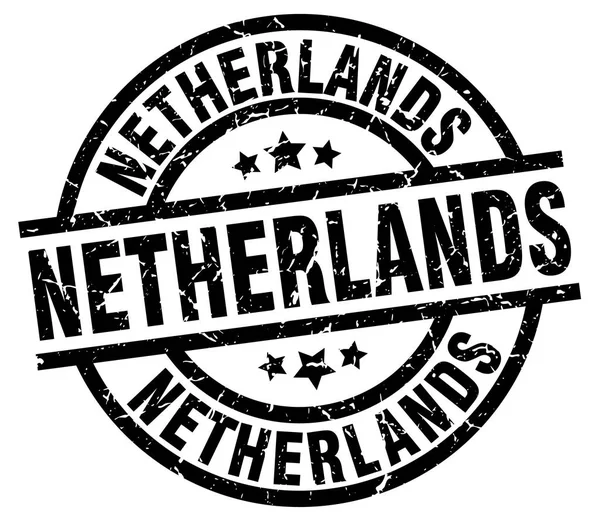Nederland zwart ronde grunge stempel — Stockvector