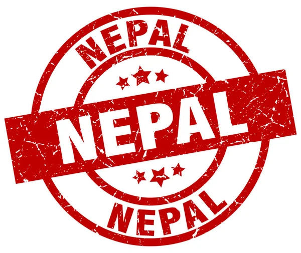 Nepal red round grunge stamp — Stock Vector