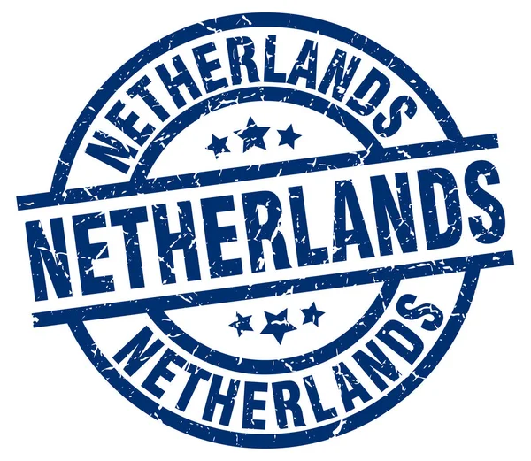 Paesi Bassi blu rotondo grunge timbro — Vettoriale Stock