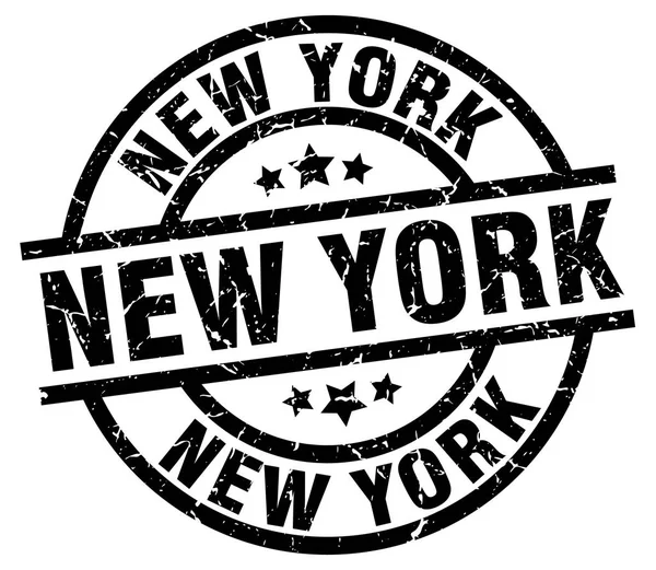 New York schwarz Runde Grunge-Stempel — Stockvektor