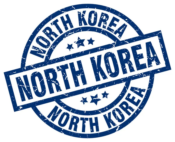 Noord-Korea blauwe ronde grunge stempel — Stockvector