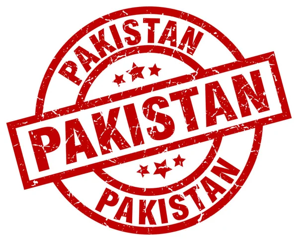 Pakistan kırmızı yuvarlak grunge damgası — Stok Vektör