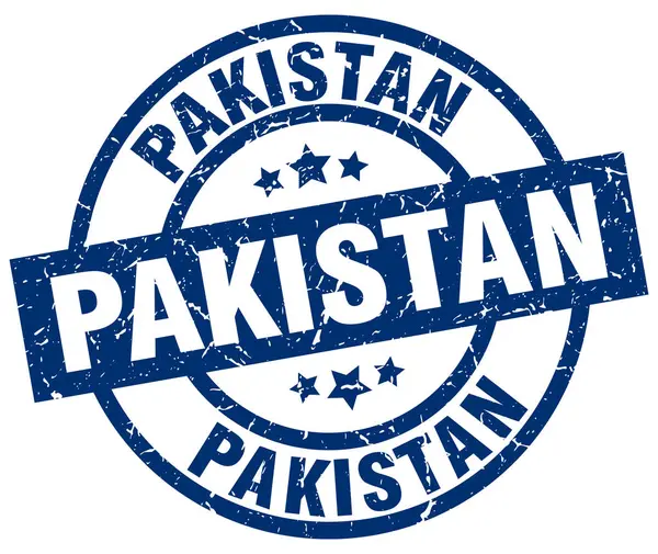 Pakistan-blaue Runde Grunge-Stempel — Stockvektor