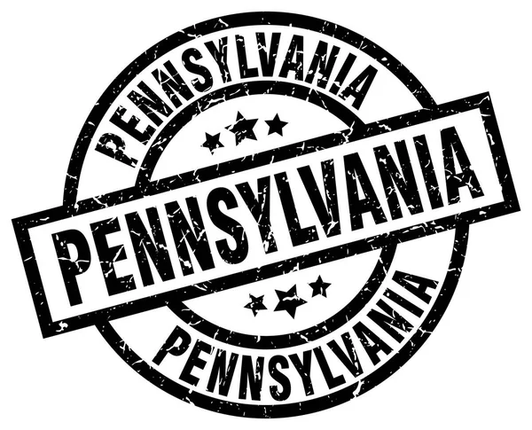 Sello grunge redondo negro de Pennsylvania — Vector de stock