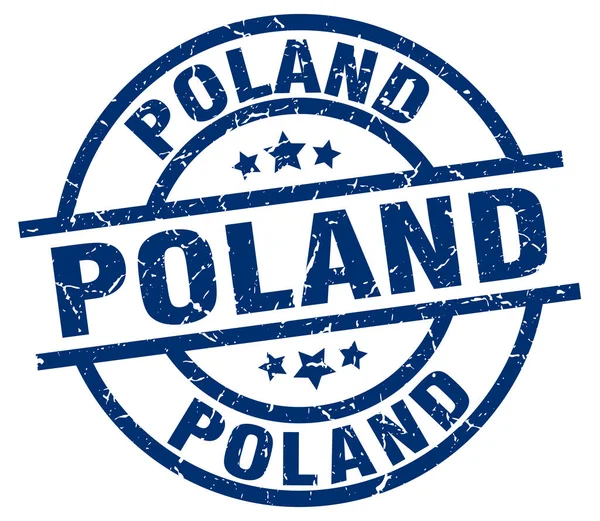 Poland Blue Round Grunge Stempel — Stockvektor
