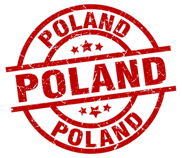 Polen rode ronde grunge stempel — Stockvector