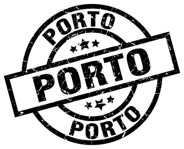 Sello grunge redondo negro Porto — Archivo Imágenes Vectoriales