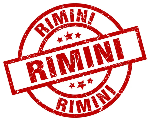Rimini kırmızı yuvarlak grunge damgası — Stok Vektör