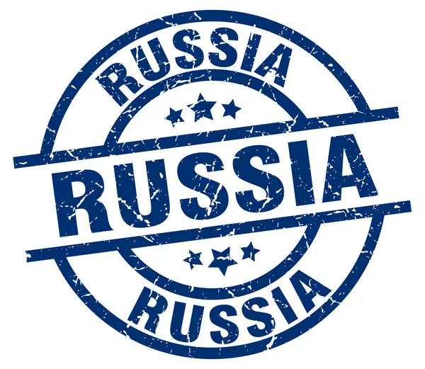 Rusia sello grunge redondo azul — Vector de stock