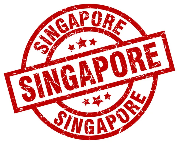 Singapore rote runde Grunge-Marke — Stockvektor