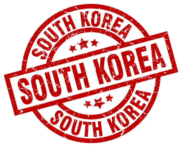 Südkorea roter Round Grunge Stempel — Stockvektor
