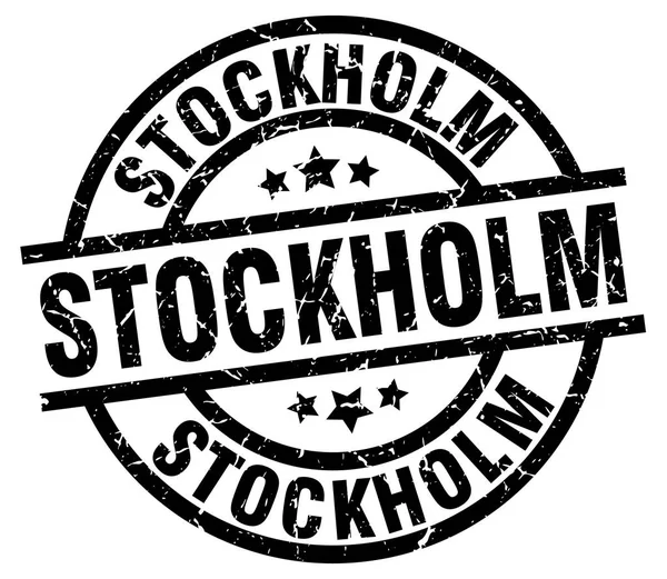 Стокгольмская чёрная круглая марка — стоковый вектор