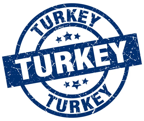Törökország kék kerek grunge-bélyeg — Stock Vector