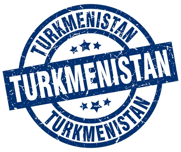 Turkmenistan niebieski nieczysty okrągły znaczek — Wektor stockowy