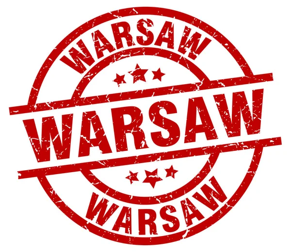 Warszawie czerwony okrągły stempel streszczenie — Wektor stockowy