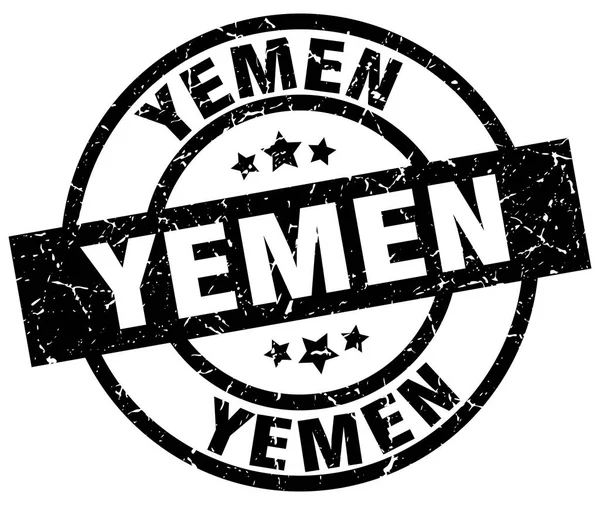 Jemen zwart ronde grunge stempel — Stockvector