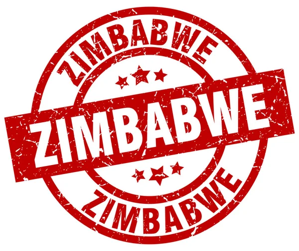 Timbre grunge rond rouge Zimbabwe — Image vectorielle