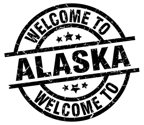 Bienvenue au timbre noir Alaska — Image vectorielle