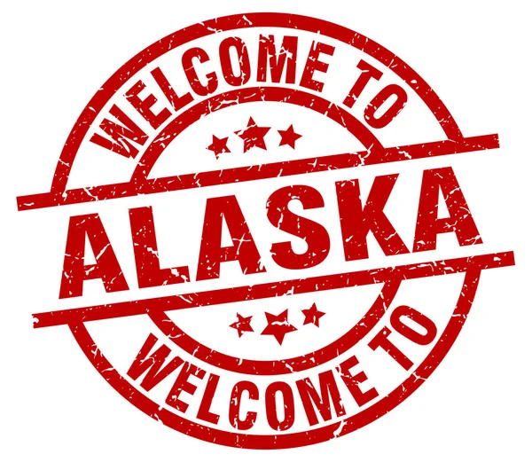 Bienvenue au timbre rouge Alaska — Image vectorielle