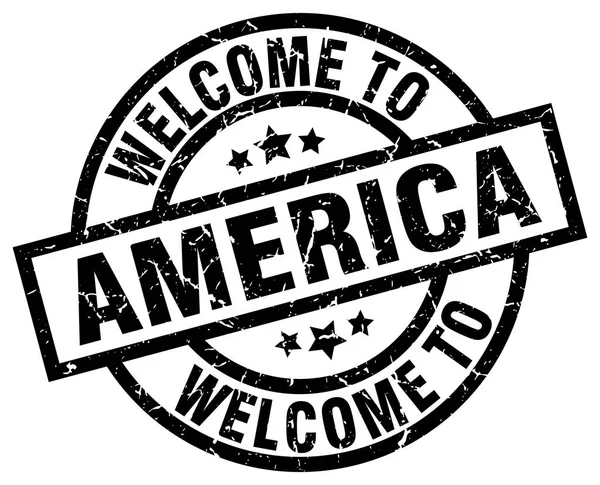 Bienvenue en Amérique timbre noir — Image vectorielle