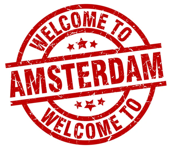 Välkommen till Amsterdam röd stämpel — Stock vektor