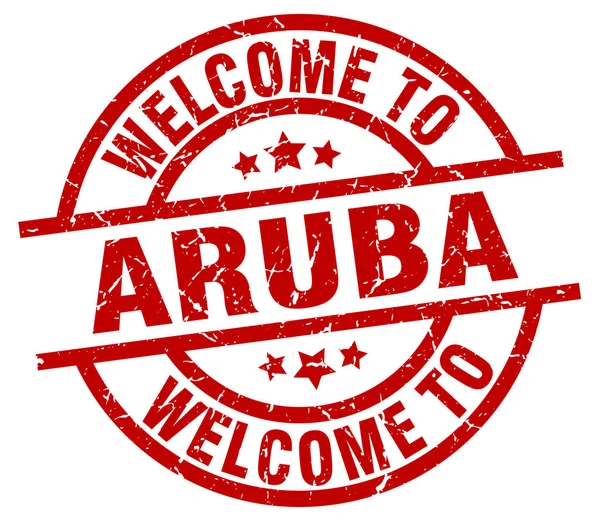 Bienvenue au timbre rouge Aruba — Image vectorielle