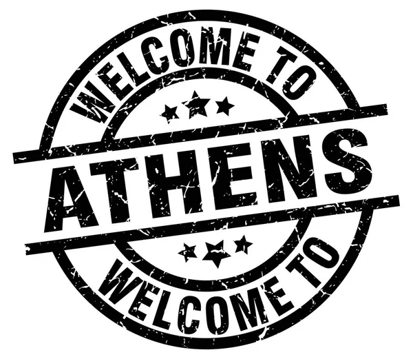 Benvenuto a Atene timbro nero — Vettoriale Stock