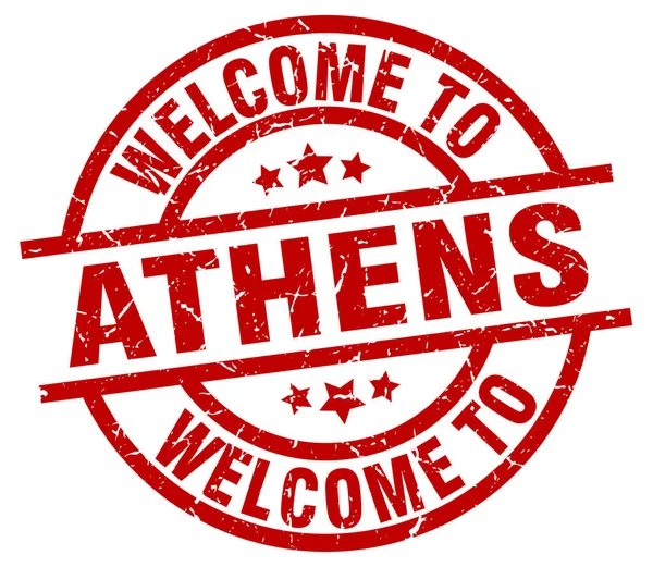 Benvenuto a Atene timbro rosso — Vettoriale Stock