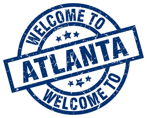 Benvenuto al francobollo blu Atlanta — Vettoriale Stock