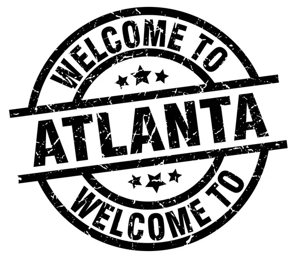 Benvenuto al francobollo nero Atlanta — Vettoriale Stock