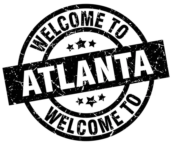 Benvenuto al francobollo nero Atlanta — Vettoriale Stock