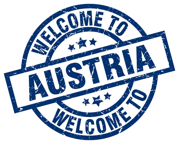 Welcome to Austria blue stamp — Stock Vector