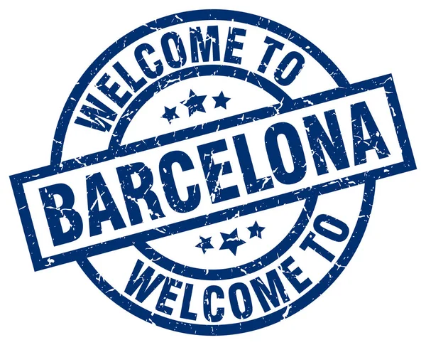 Welcome to Barcelona blue stamp — Stock Vector