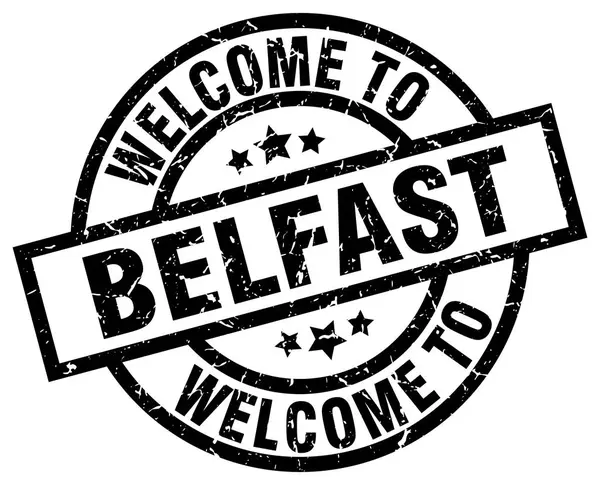 Welkom bij Belfast zwarte stempel — Stockvector