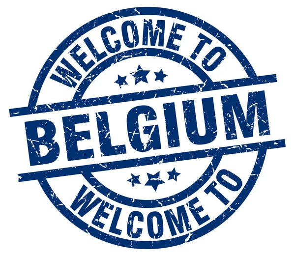 Welcome to Belgium blue stamp — Stock Vector
