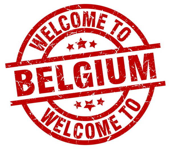 Welcome to Belgium red stamp — Stock Vector