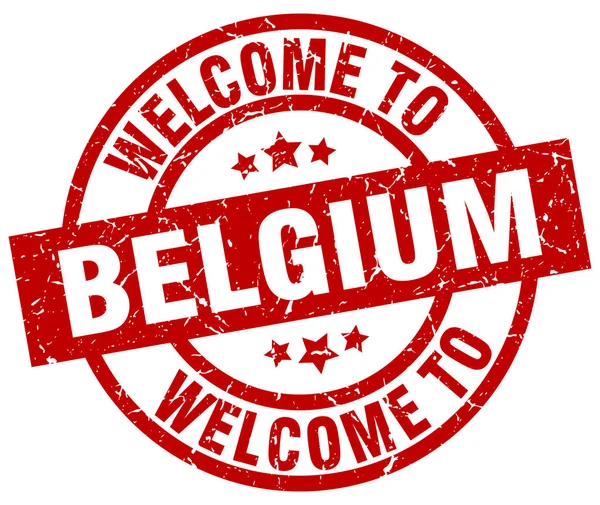 Welcome to Belgium red stamp — Stock Vector