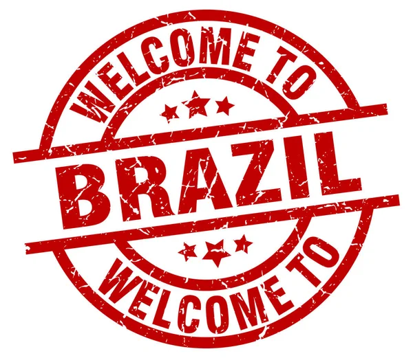Καλώς ήρθατε στην Βραζιλία κόκκινη σφραγίδα — Διανυσματικό Αρχείο