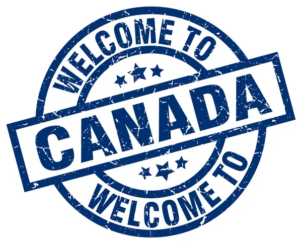 Welkom bij Canada blauwe stempel — Stockvector